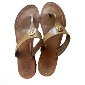 Tory Burch Gold Patent Leather Sandals